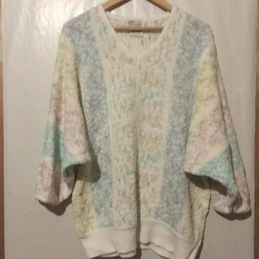 VTG Pastel Pullover Knit Sweater L Grannycore Office